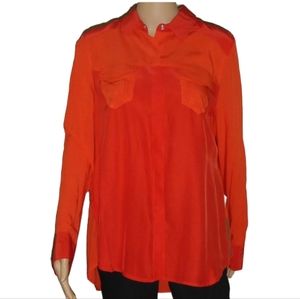 TRUE RELIGION 100% SILK SUNSET BLOUSE ORANGE RED NWOT XS